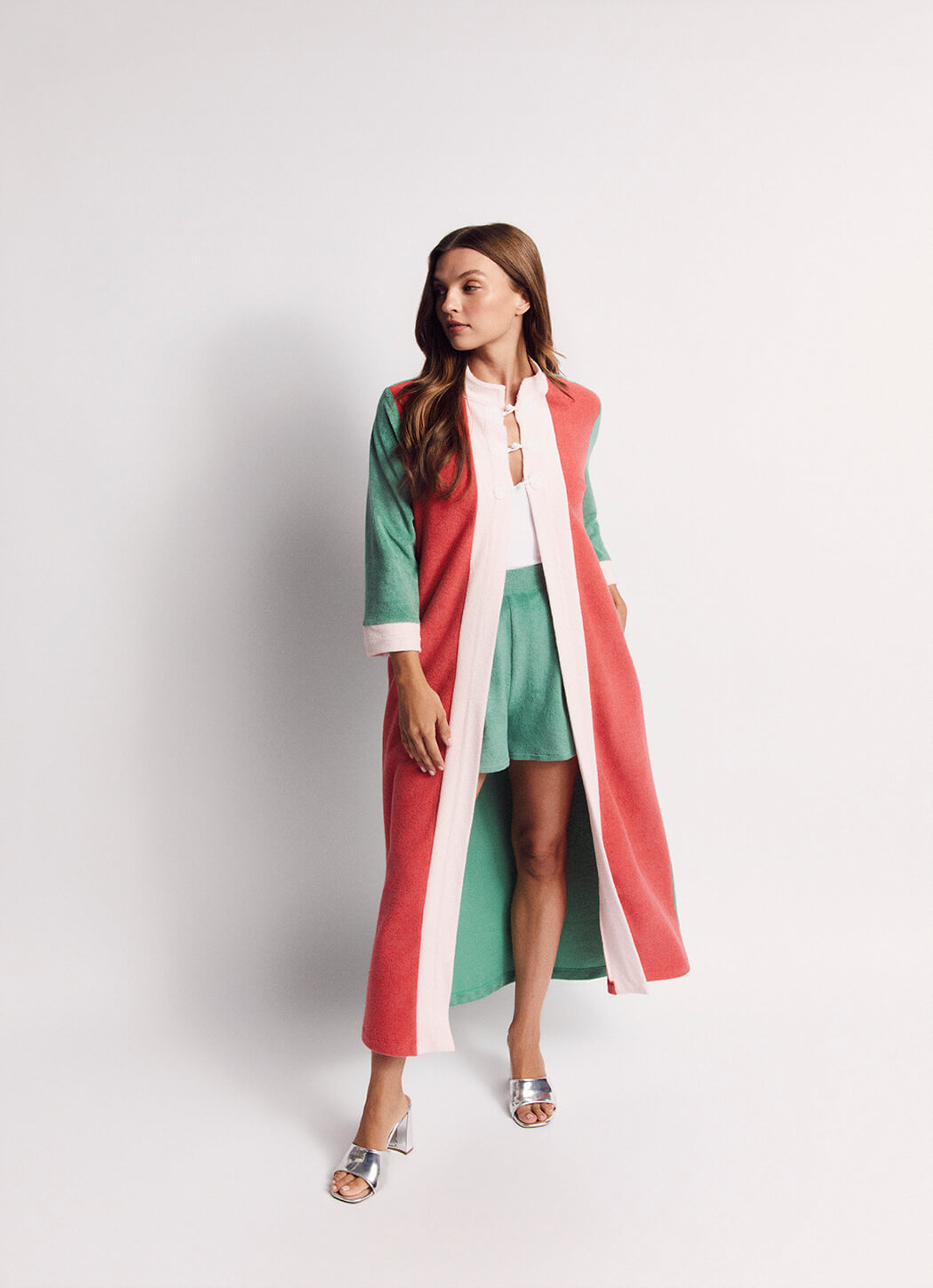 Mod Colorblock Robe - Pink, Coral & Teal Terry