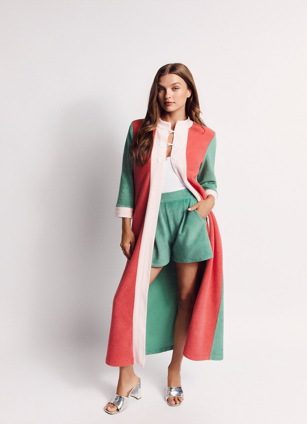 Mod Colorblock Robe - Pink, Coral & Teal Terry