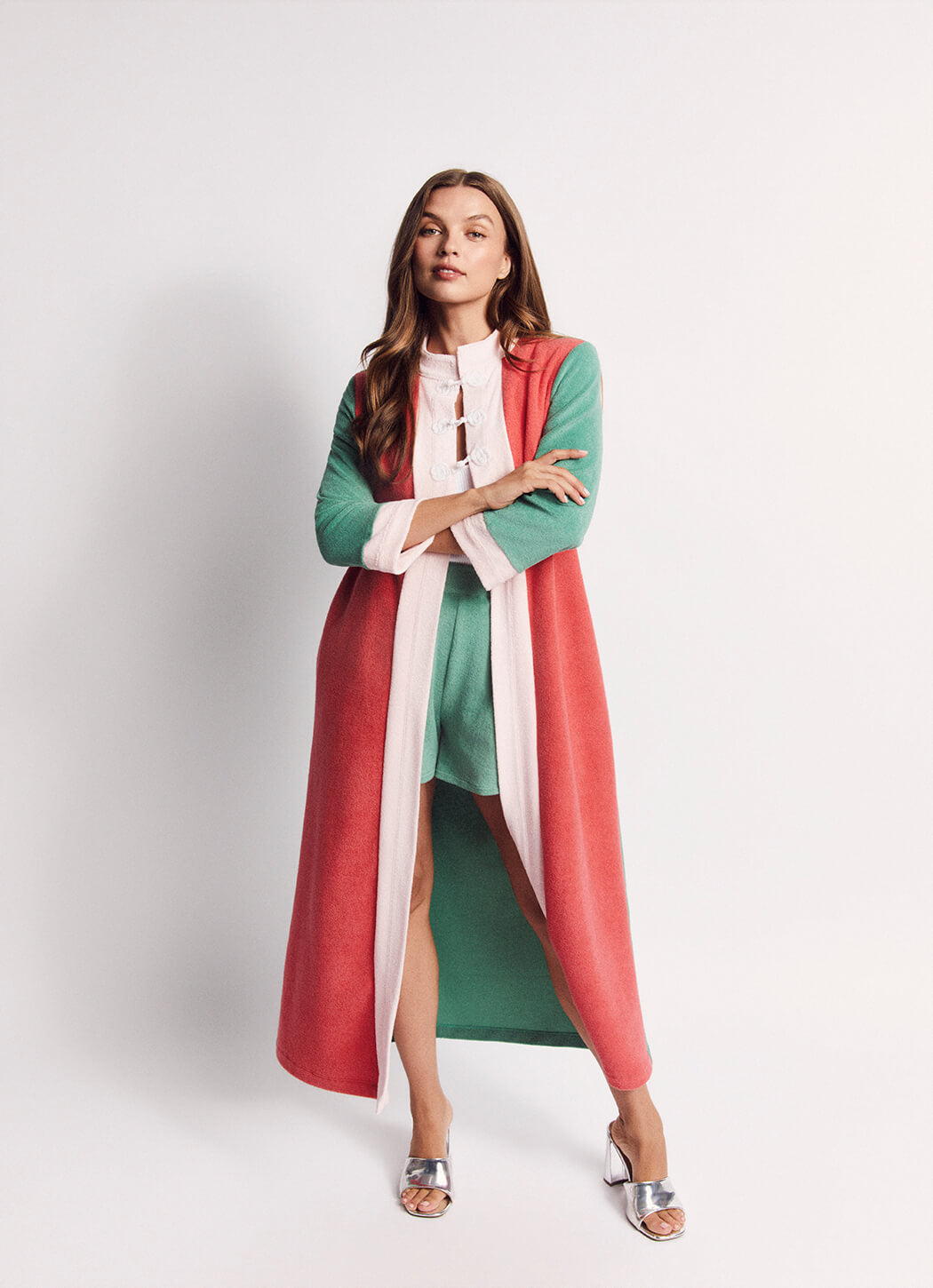 Mod Colorblock Robe - Pink, Coral & Teal Terry