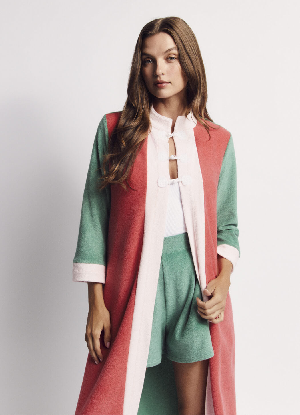 Mod Colorblock Robe - Pink, Coral & Teal Terry