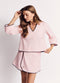Deep V Mod Top - Pink Terry with Navy Trim