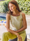 The Stokes Swing Top - Green Linen Stripe