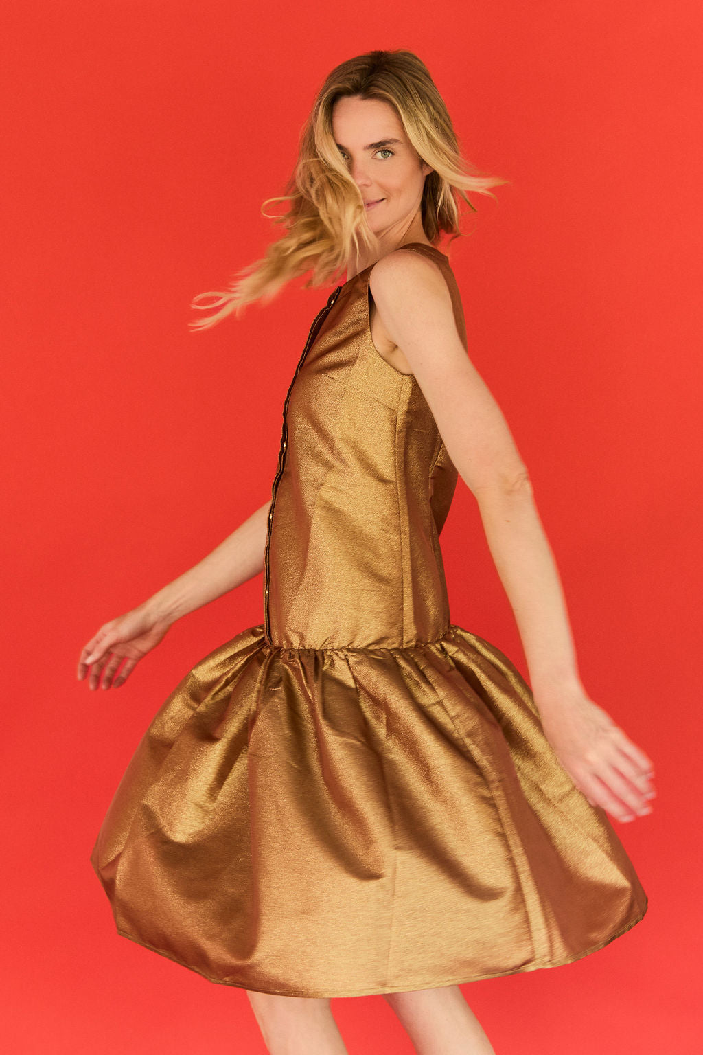 Drop Waist Dress - Warm Gold