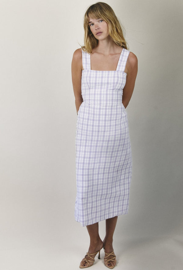 Ashbourne Dress - Purple Windowpane Plaid