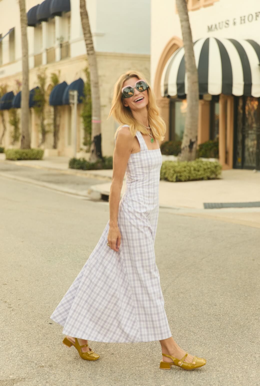 Ashbourne Dress - Purple Windowpane Plaid