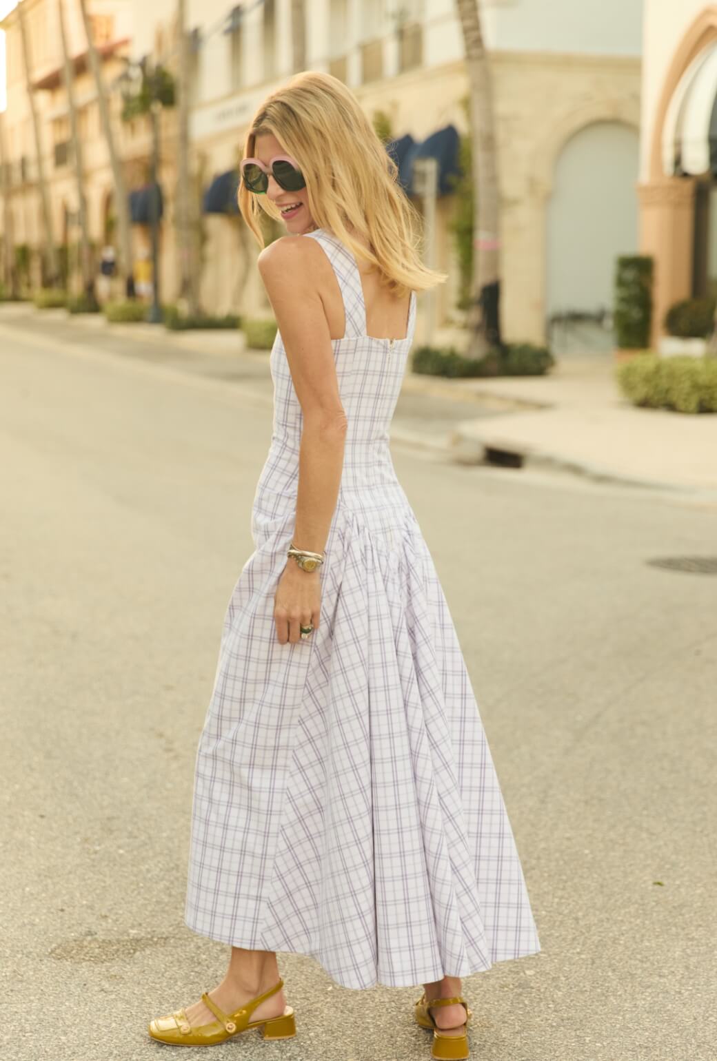 Ashbourne Dress - Purple Windowpane Plaid