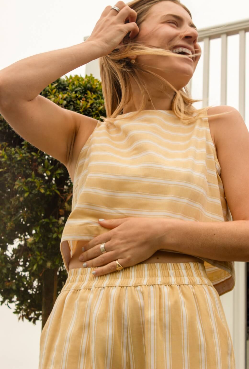 Buru x TCC Audrey Peplum - Beach Sand Stripe