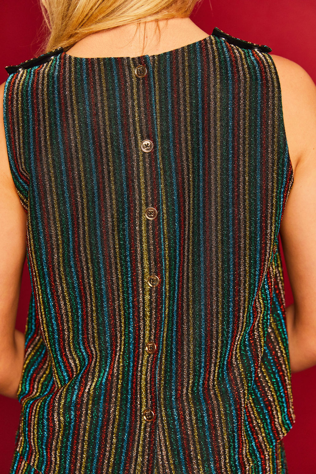 Le V Mod Top - Rainbow Shimmer Stripe
