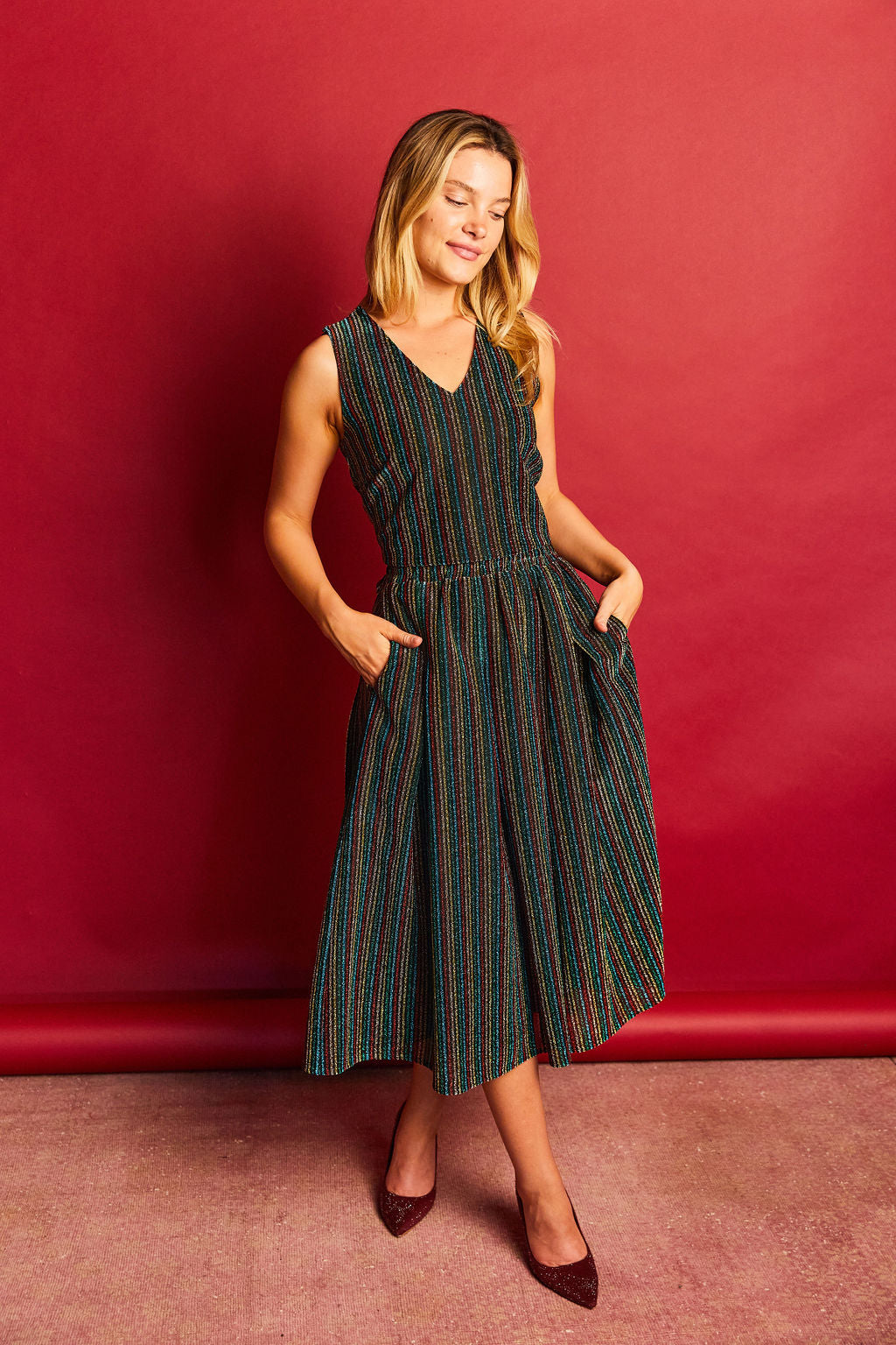 Polly Party Skirt - Rainbow Shimmer Stripe