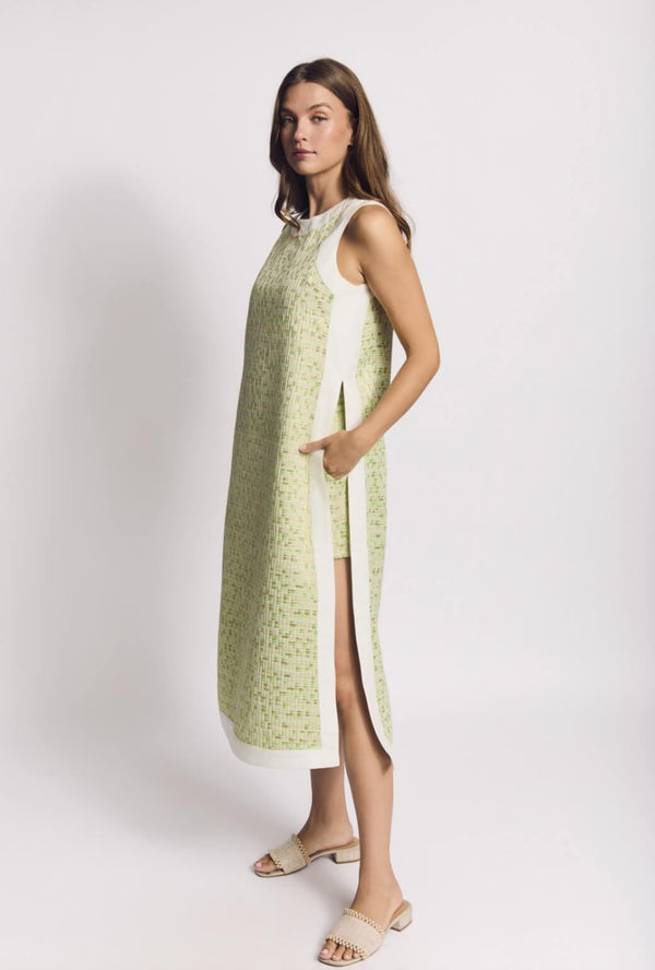 Flat Front Everyday Shorts - Lime Channels