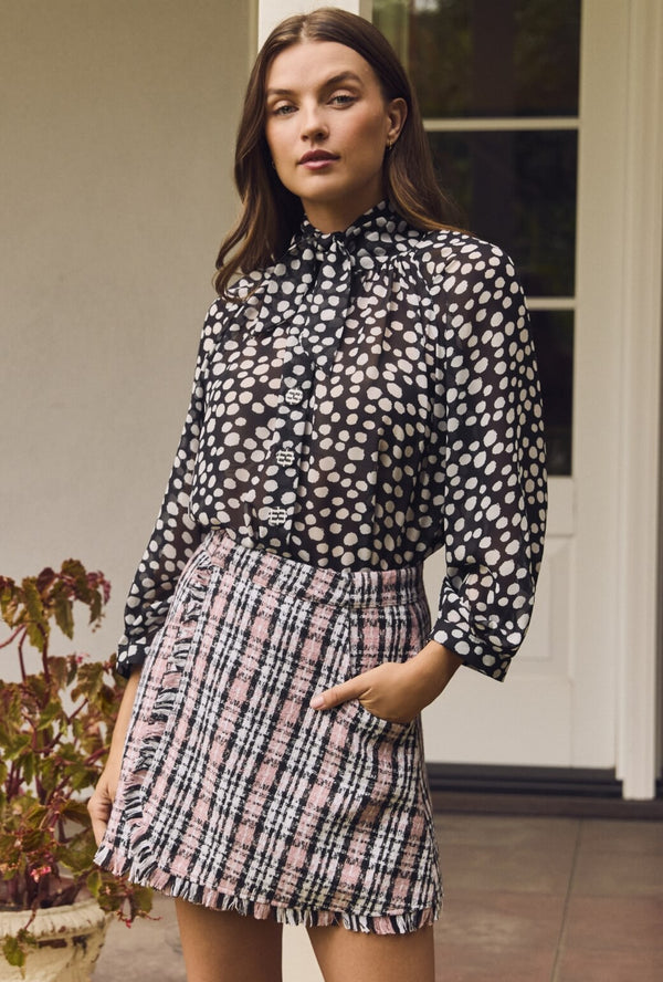 Buru x Val Big Bow Blouse - Black Dot