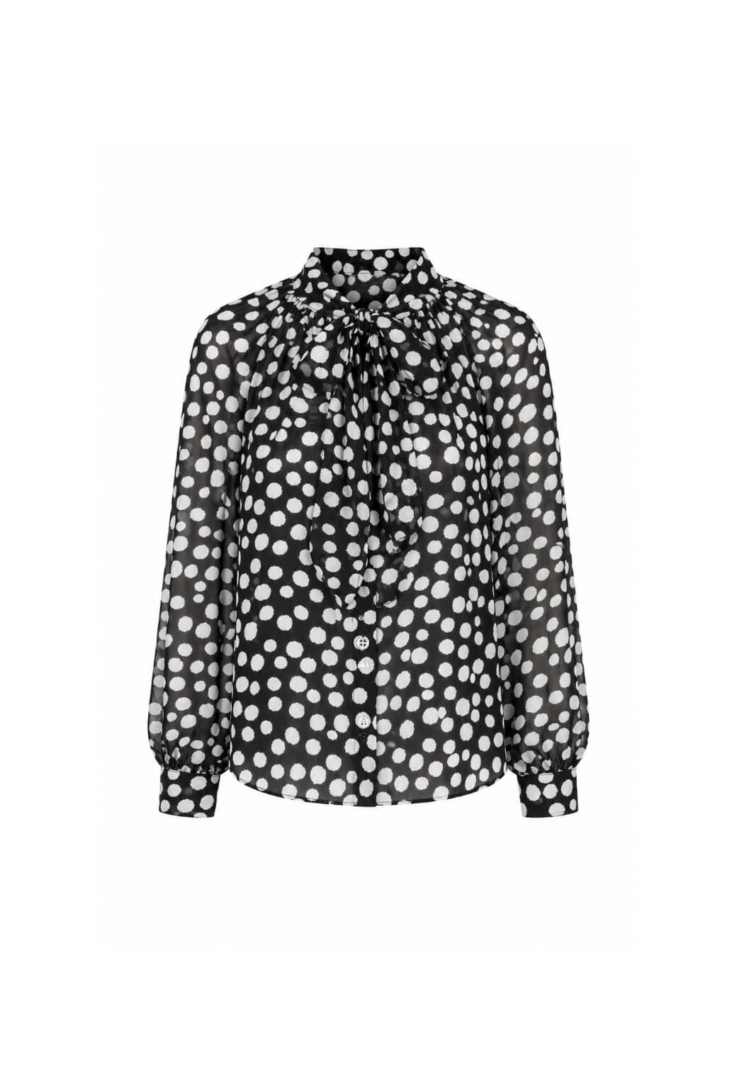 Buru x Val Big Bow Blouse - Black Dot