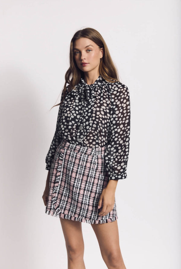 Buru x Val Big Bow Blouse - Black Dot