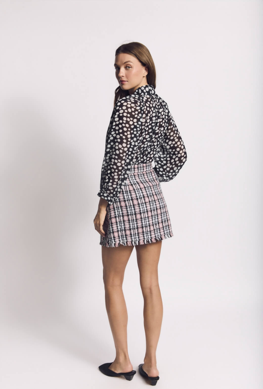 Buru x Val Big Bow Blouse - Black Dot