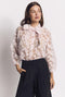 Buru x Val Big Bow Blouse - Pink Sheer Floral