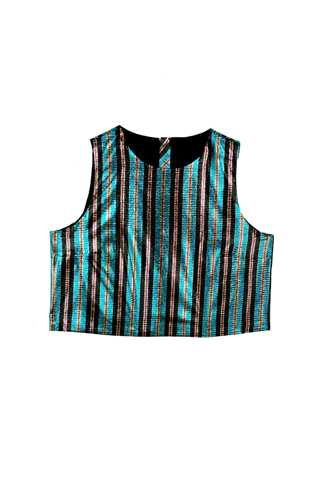 Audrey Top - Electric Blue Stripe Lame