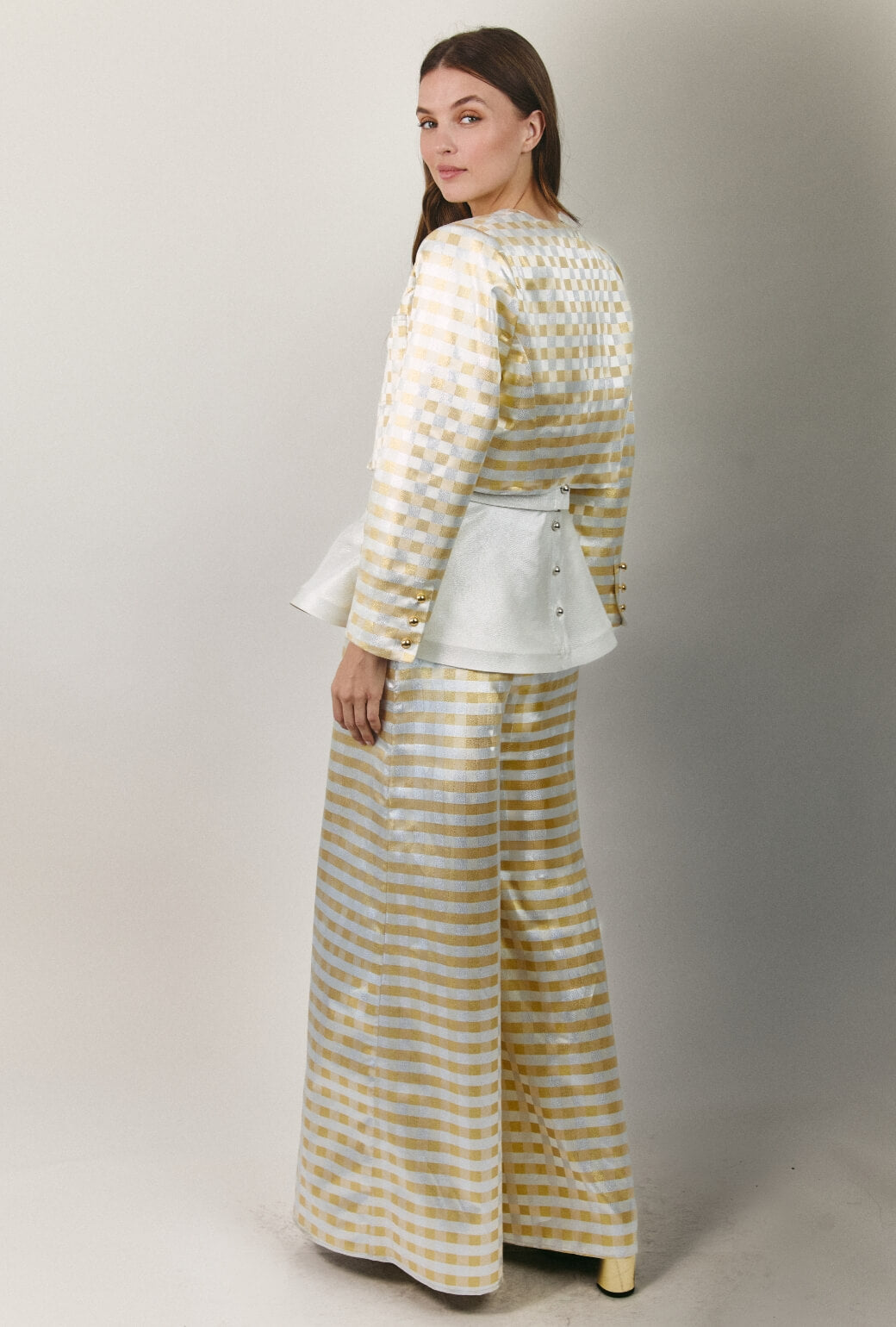 Bolero Blazer - Checkerboard Brocade