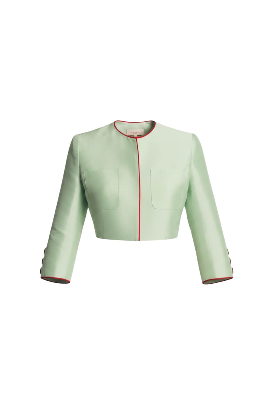 Bolero Blazer - Mint Taffeta with Red Contrast