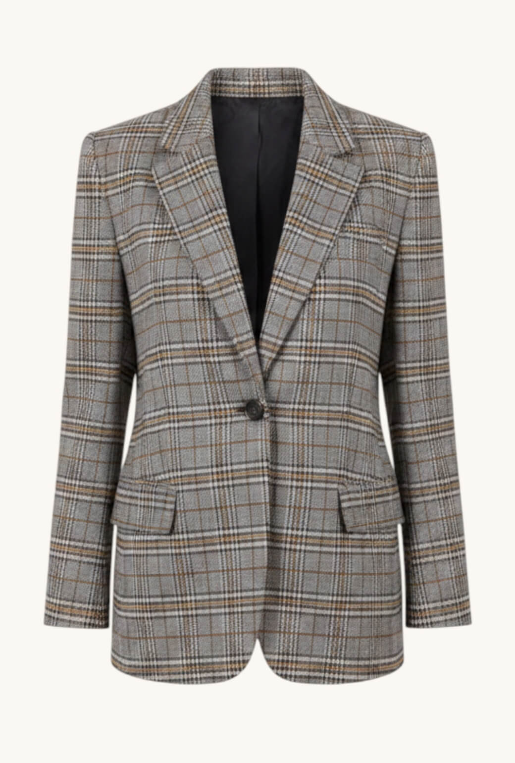 Boyfriend Blazer - Black & Gold Glen Plaid Knit