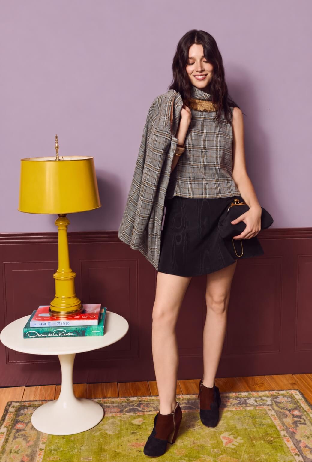 Boyfriend Blazer - Black & Gold Glen Plaid Knit