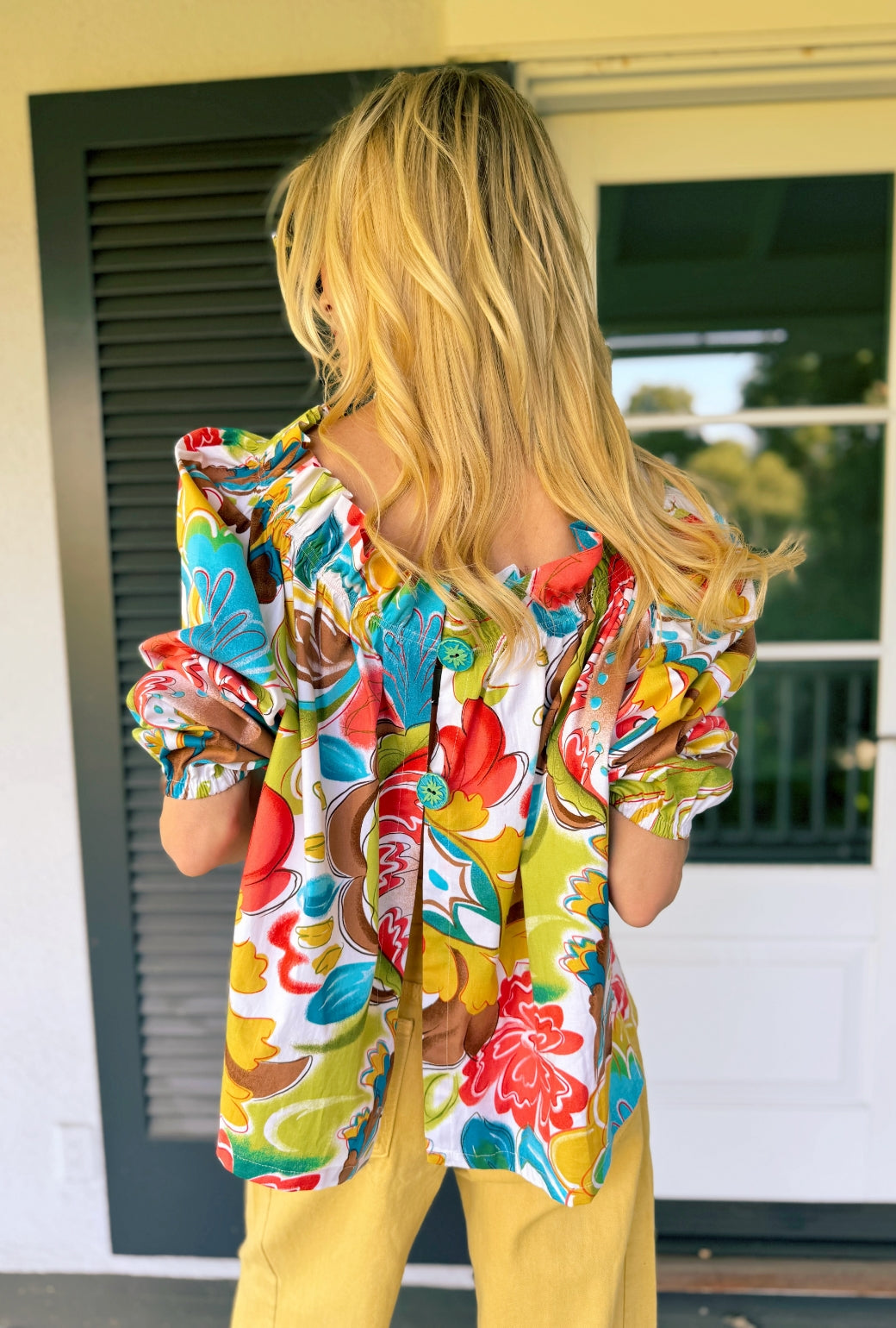 Button Back Bettie Ann Blouse -  Graffiti