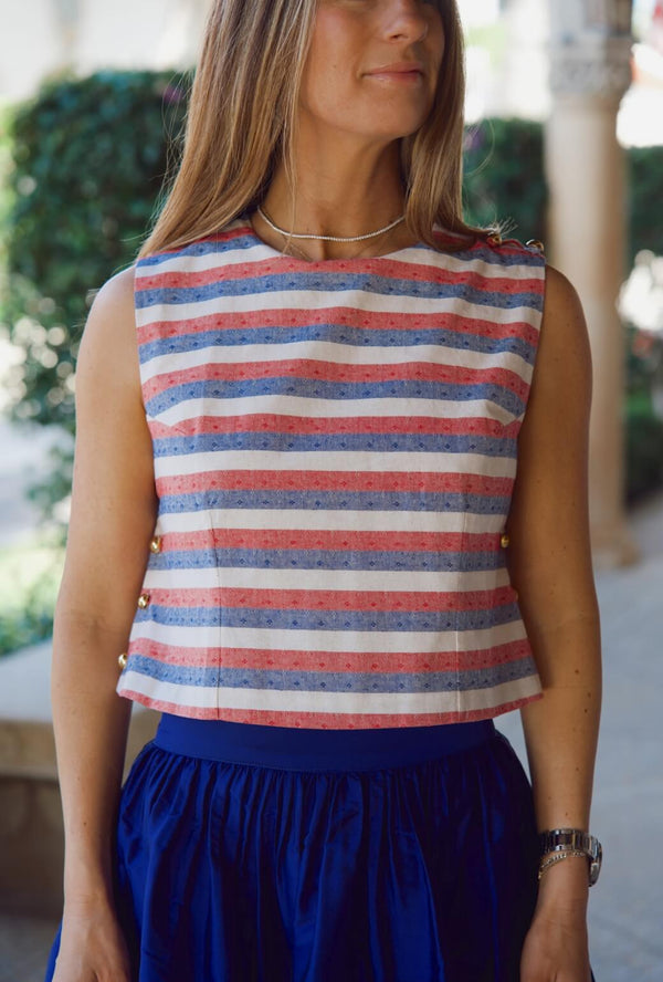 Buru x Ali Sisto Part Two Button Box Top - Festive Stripe