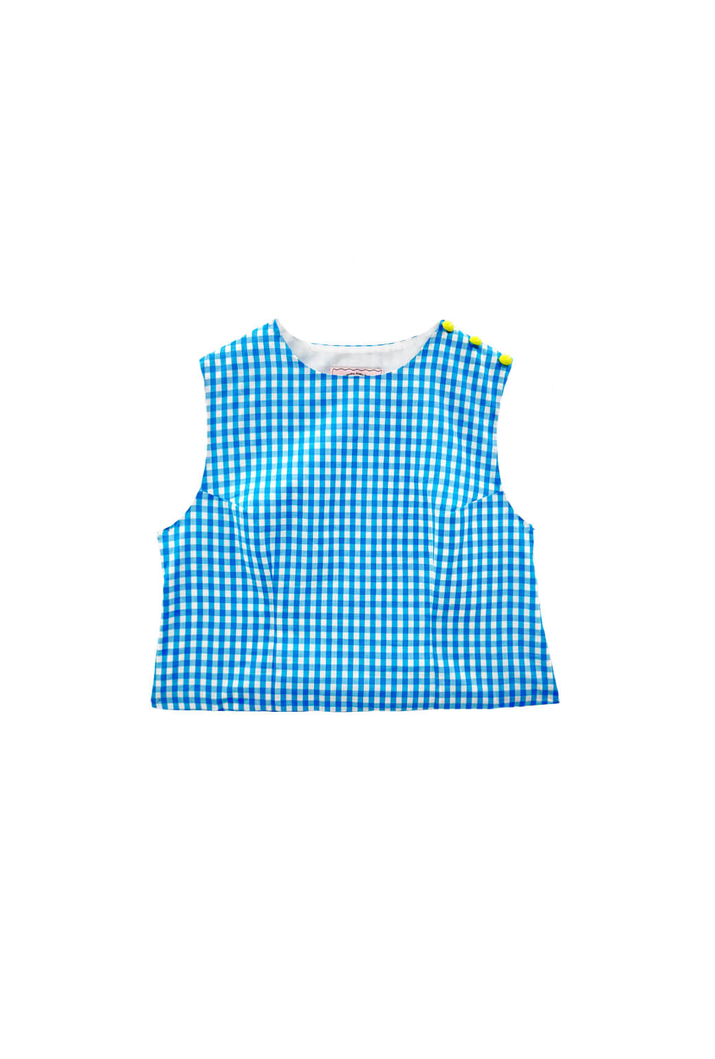 Button Box Top - Turquoise Gingham