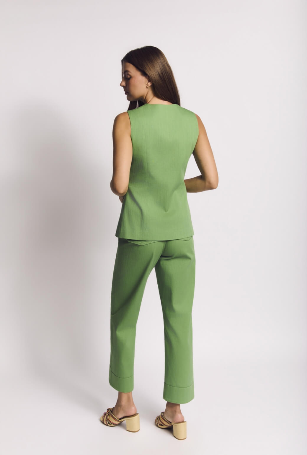 Annie Vest & Charlie Pant Set - Green Twill