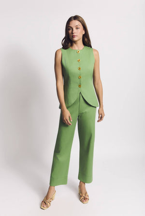Annie Vest & Charlie Pant Set - Green Twill