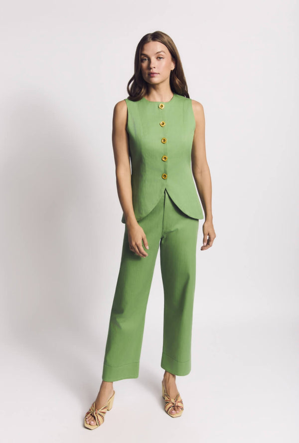 Annie Vest & Charlie Pant Set - Green Twill