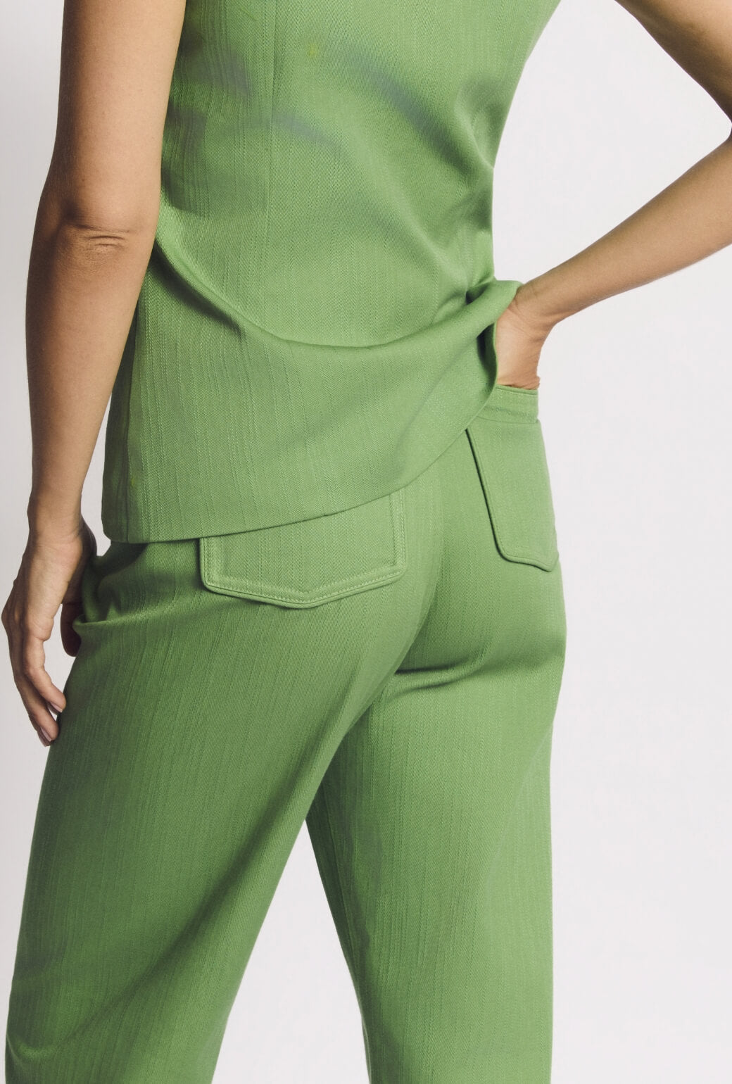 Annie Vest & Charlie Pant Set - Green Twill