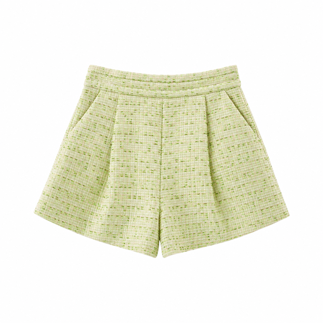 Flat Front Everyday Shorts - Lime Channels