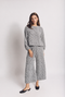 BURU x Val Wide Leg Knit Trouser - Black Crosshatch