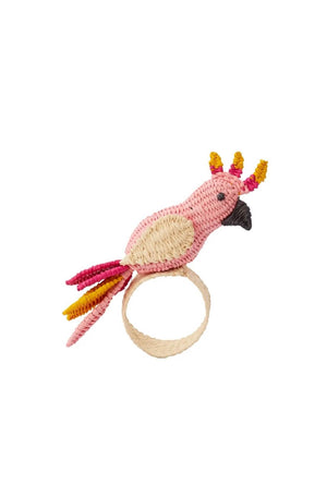 Cockatoo Rattan Napkin Rings - Pink