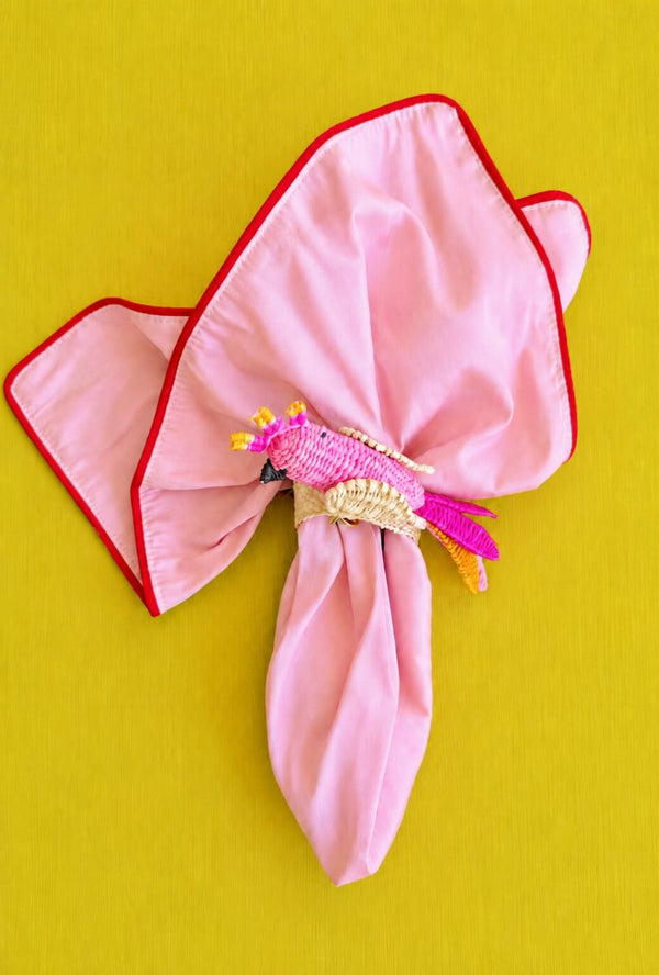 Cockatoo Rattan Napkin Rings - Pink