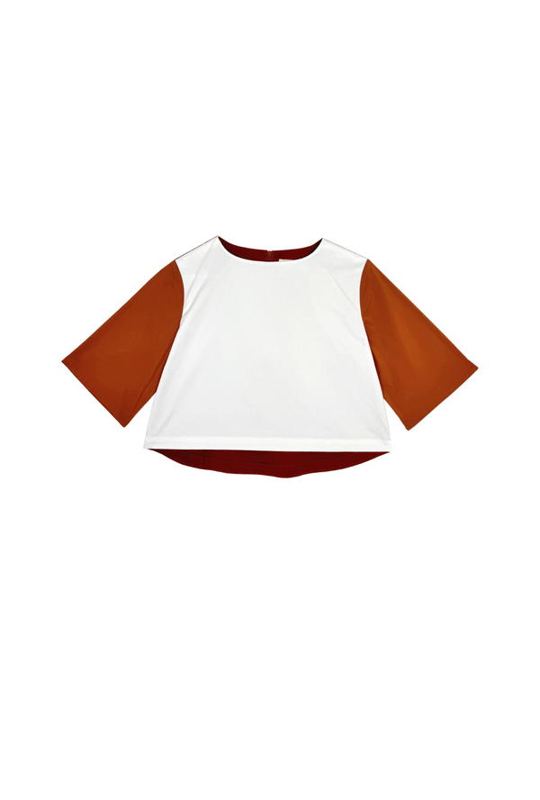Color Block Box Top- Rust