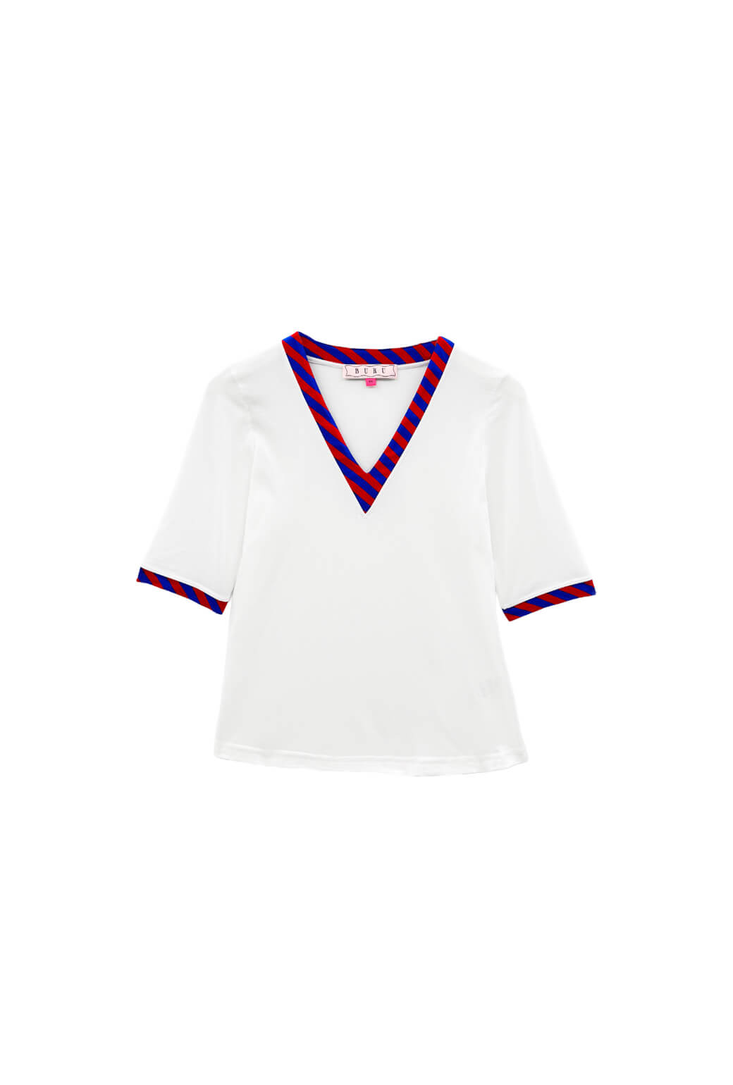Contrast Tee - Blue & Red Stripe