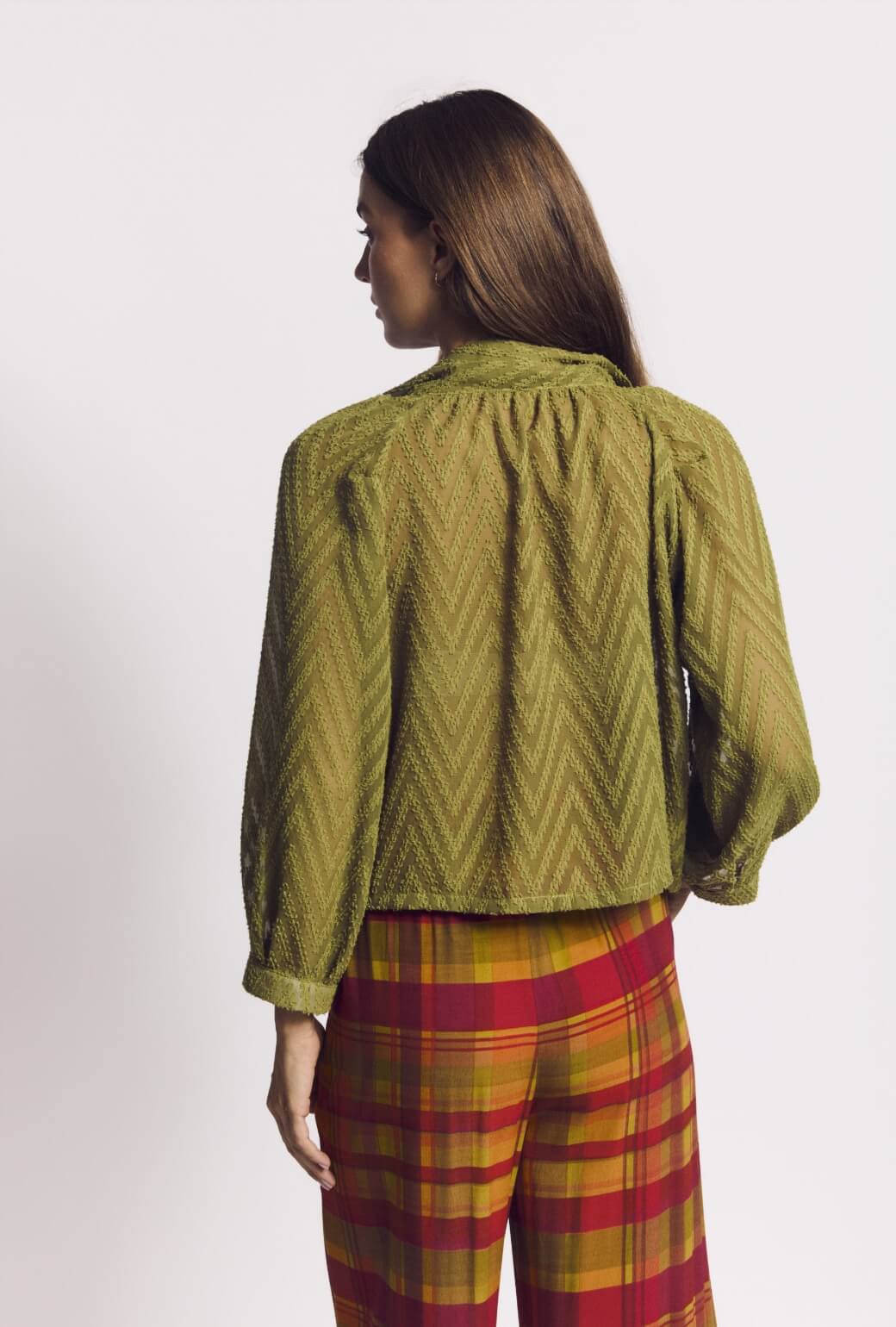 Cropped Big Bow Blouse - Northwoods Green
