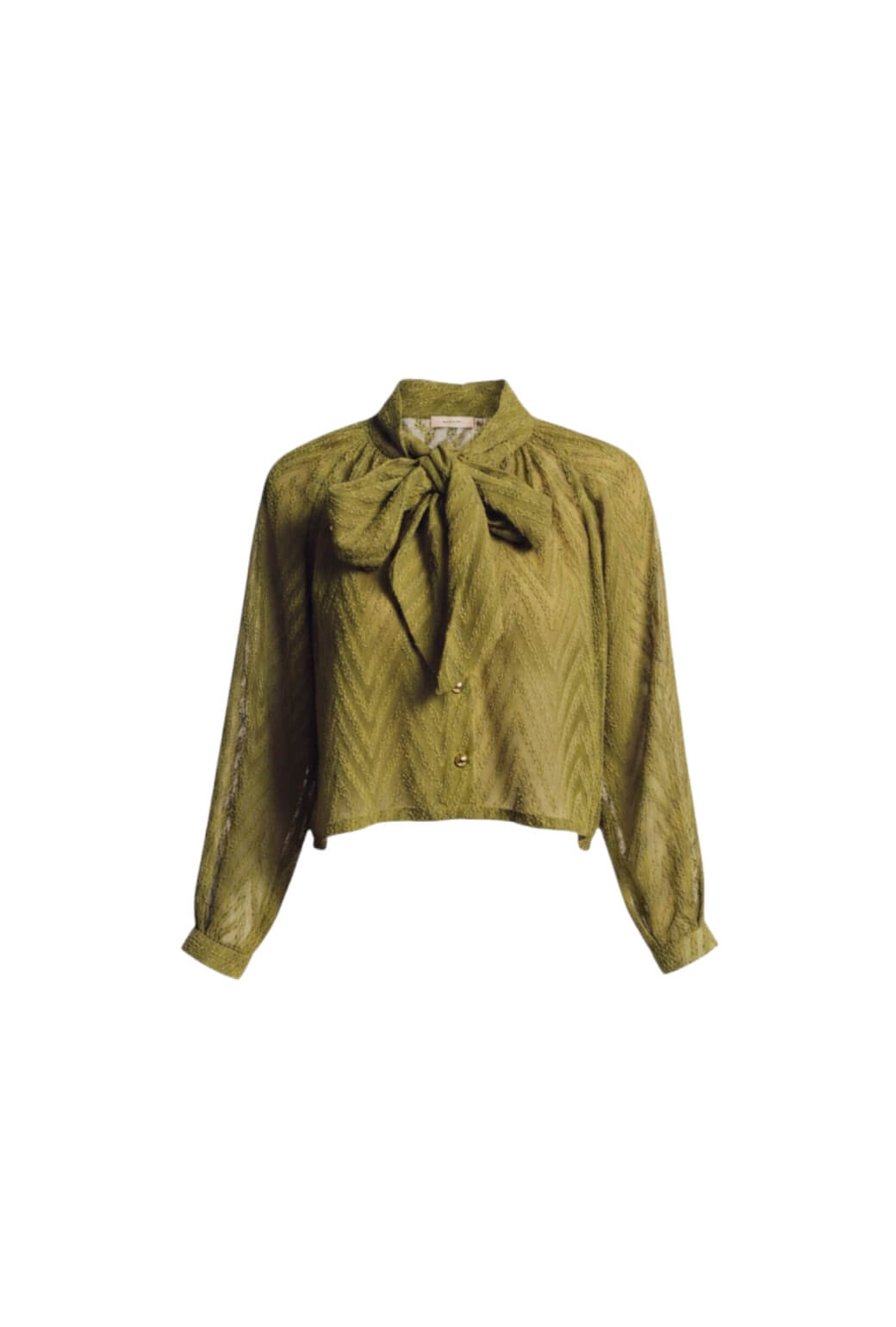 Cropped Big Bow Blouse - Northwoods Green