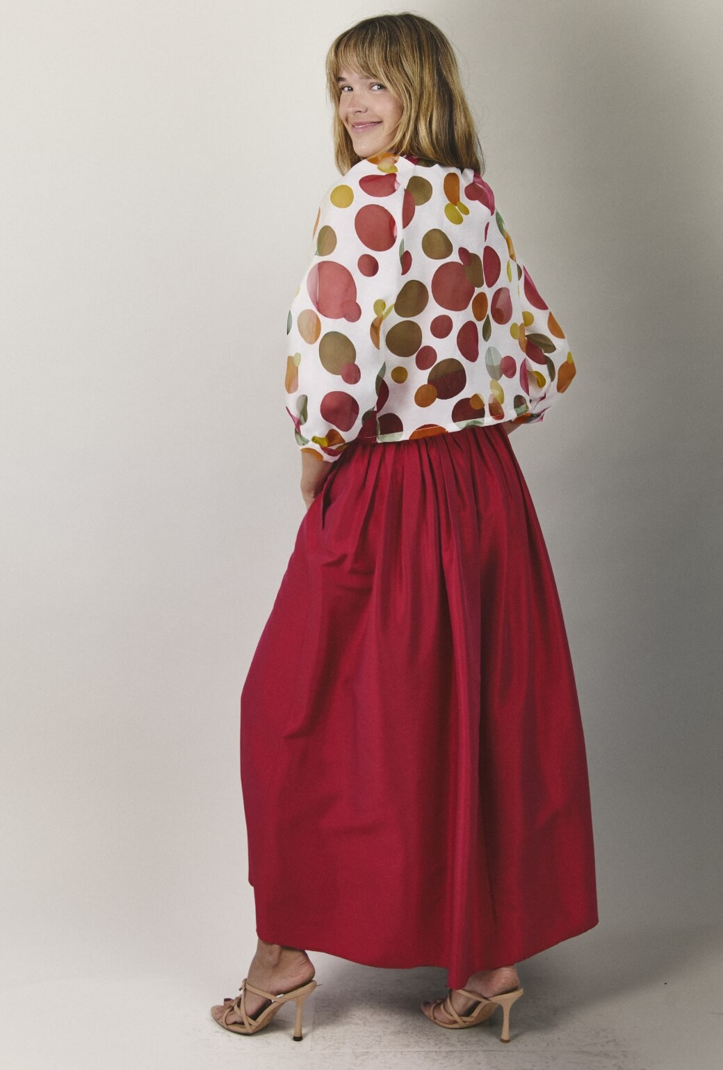 Cropped Big Bow Blouse - Sheer Circles