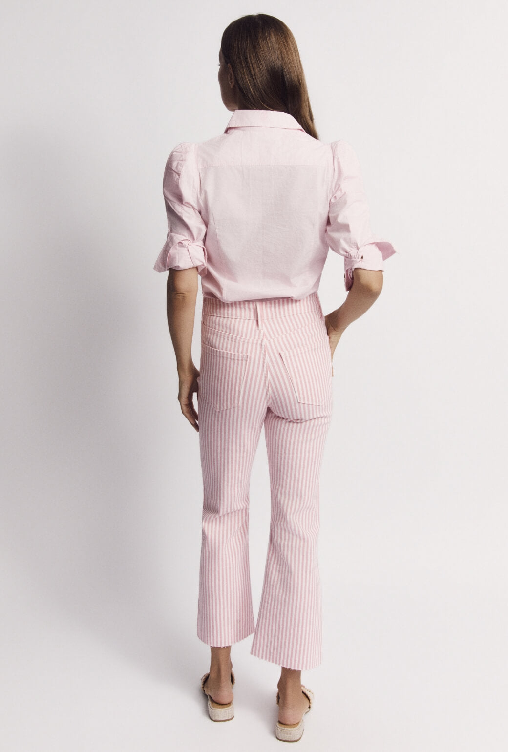 Cropped Flares - Pink Stripe