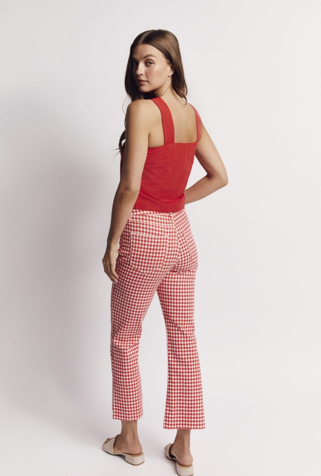 Cropped Flares - Red Gingham