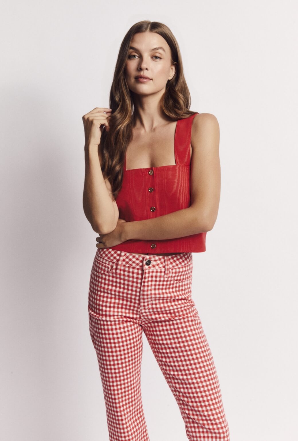 Cropped Flares - Red Gingham