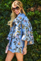 Cropped Grace Coat - Powder Blue Vines