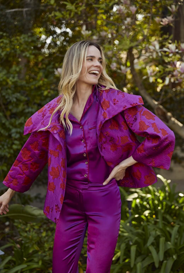 Cropped Grace Coat - Rani Pink