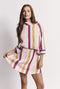 Cropped Long Sleeve Mod Top - Retro Stripe Knit