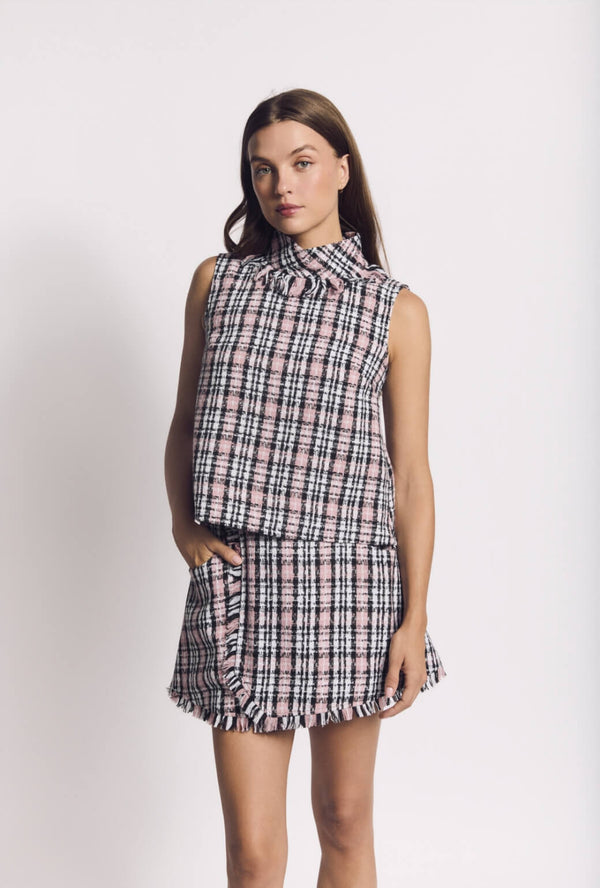 Buru x Val Cropped Sleeveless Mod Top - Bonheur Tweed