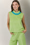 Cropped Sleeveless Mod Top - Green Terry