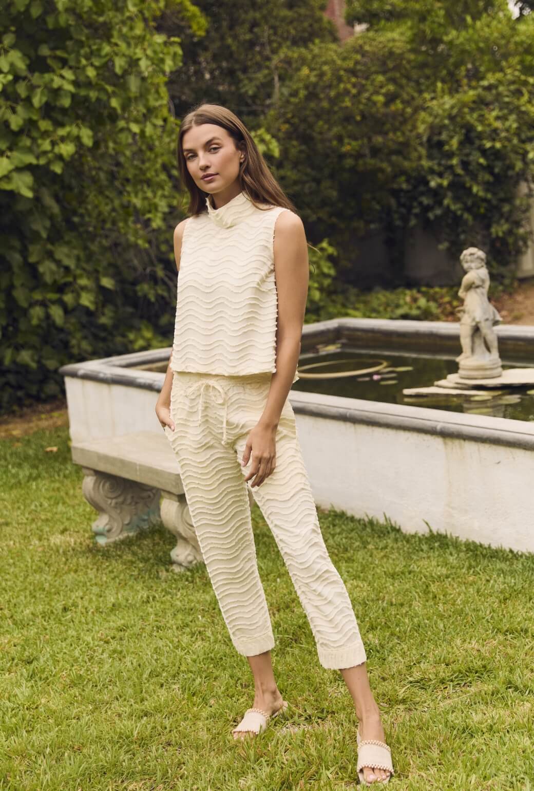 Cropped Sleeveless Mod Top - Ivory Fringe