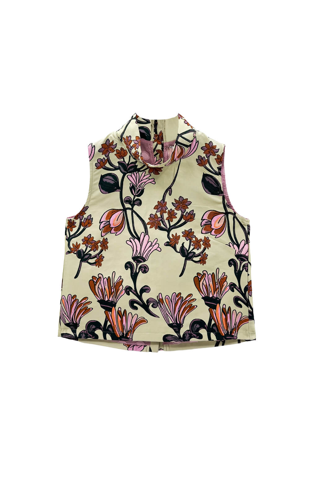 Cropped Sleeveless Tailored Mod Top - Citron Vines